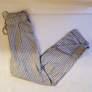 AE Outfitters Paperbag High Waisted Linen Blend Striped Tapered Pants Size XS